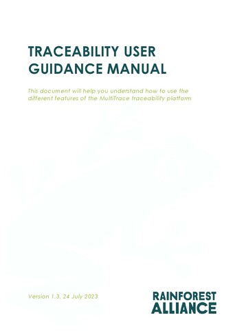 Traceability User Guidance Manual - July 2023