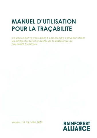 FR Traceability User Guidance Manual - July 2023